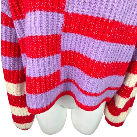 BLANKNYC Good Mood Sweater NEW Striped Pullover Womens XL Red Pink Revolve - Picture 6 of 11